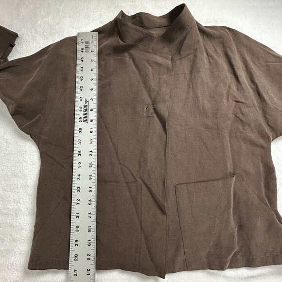 Babette Womens Brown Silk Linen Blazer Jacket Medium Pockets Lightweight USA - Picture 7 of 7